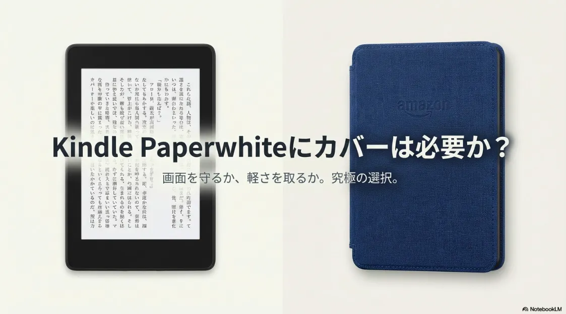 Kindle Paperwhiteにカバーは必要か？画面を守るか、軽さを取るかという究極の選択を提示する表紙スライド