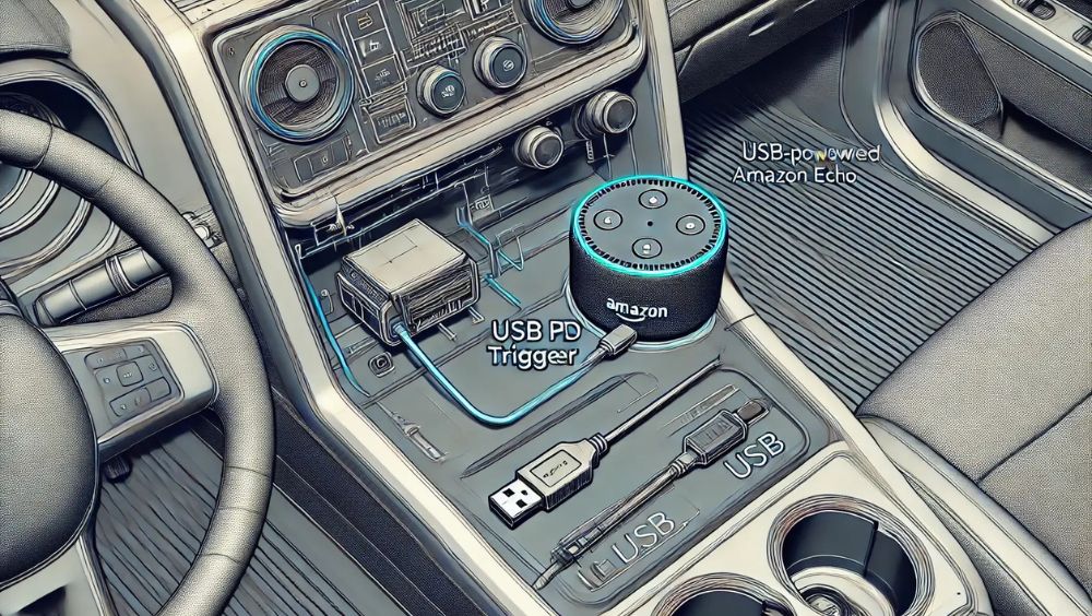 amazon echoの電源ケーブルのUSBを車載で使うには
