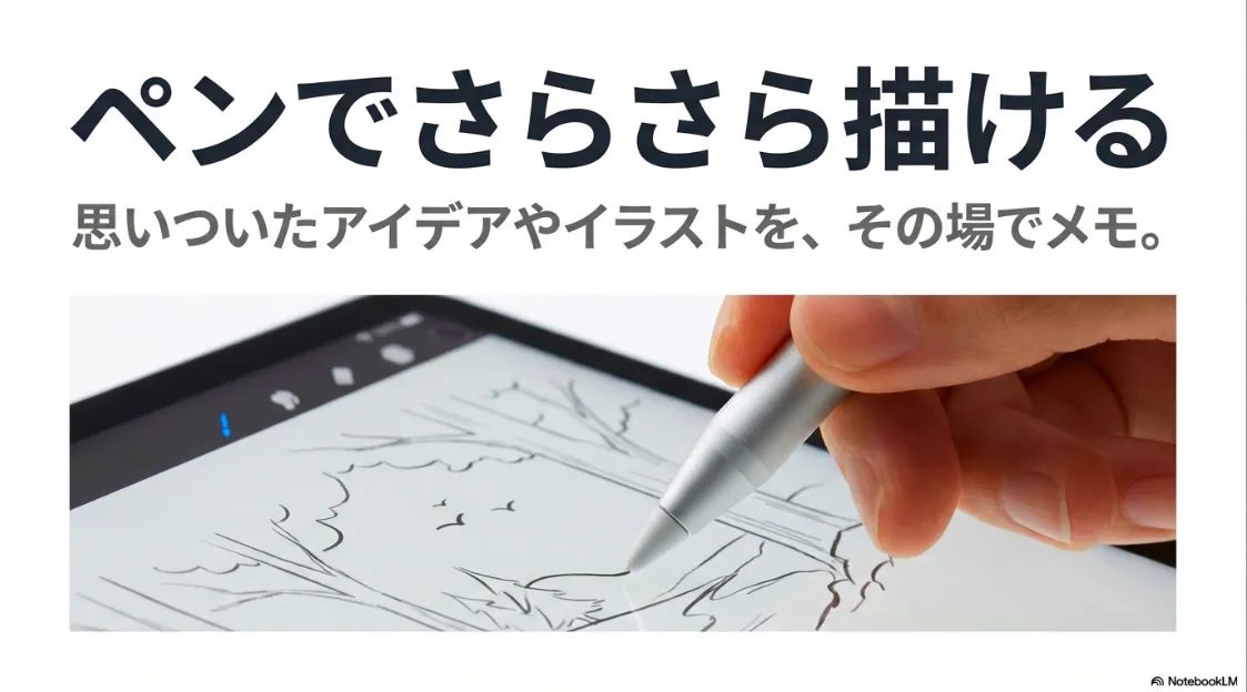 専用のスタイラスペンを使用して、Fire HD 10の画面に繊細なイラストを描いている手元の様子