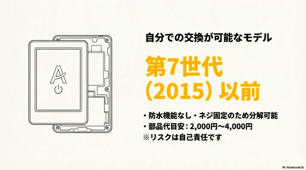 非正規店（9,000円〜13,000円）と公式交換（12,000円〜18,000円）の費用目安と、防水性能低下のリスクを比較した画像
