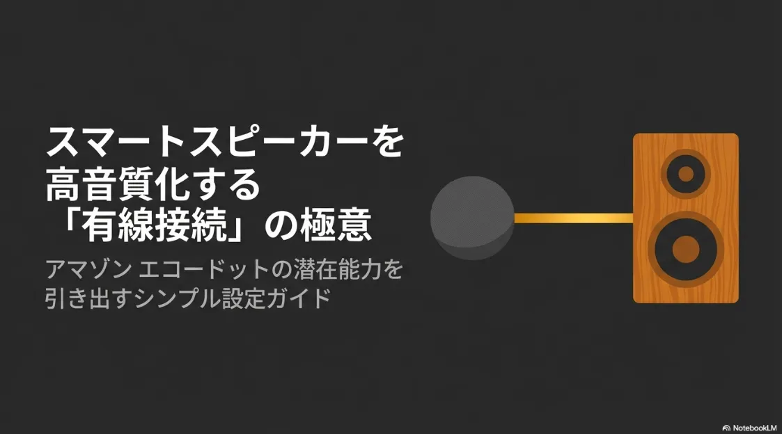スマートスピーカーを高音質化する有線接続の極意と、アマゾンエコードットの潜在能力を引き出すシンプル設定ガイドの表紙