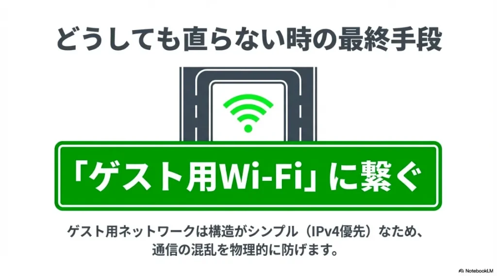 構造がシンプルでIPv4優先なゲスト用ネットワークに繋ぎ、通信の混乱を防ぐ方法