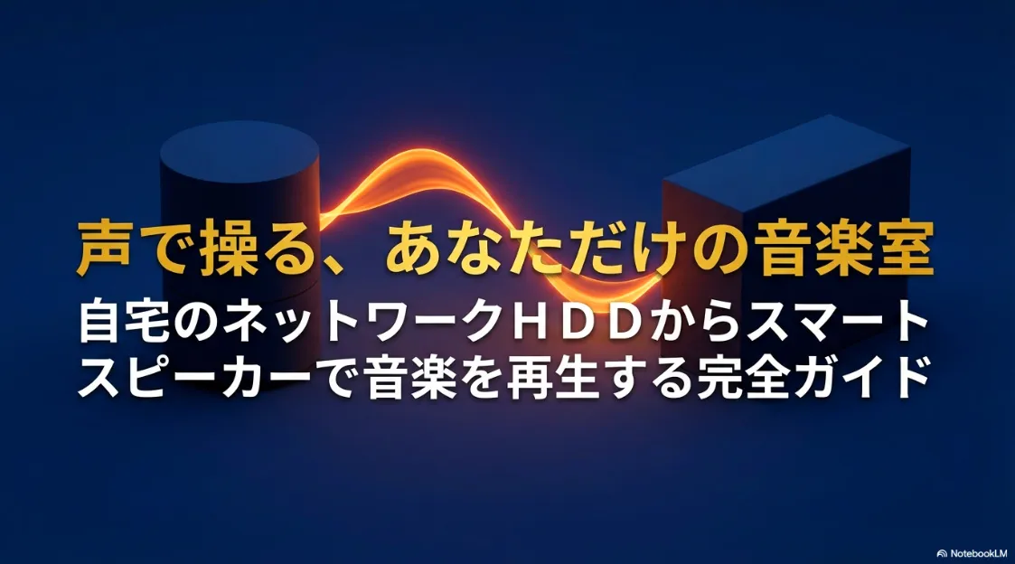 自宅のネットワークHDD（NAS）からスマートスピーカーで音楽を再生する方法を解説するガイドの表紙画像