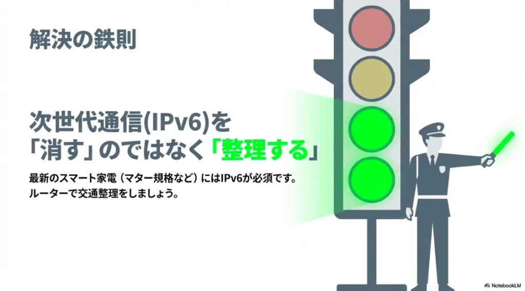 Matter規格に必須なIPv6を消すのではなく、ルーターで交通整理を行う解決策の提示