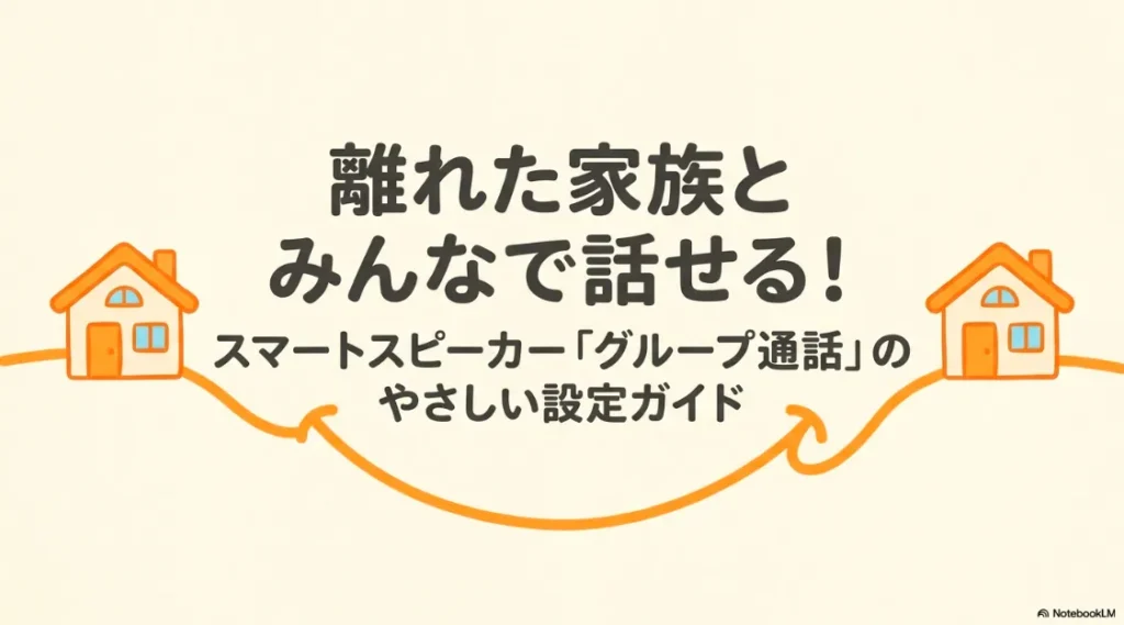 離れた家族とみんなで話せるスマートスピーカーのグループ通話設定ガイドの表紙スライド