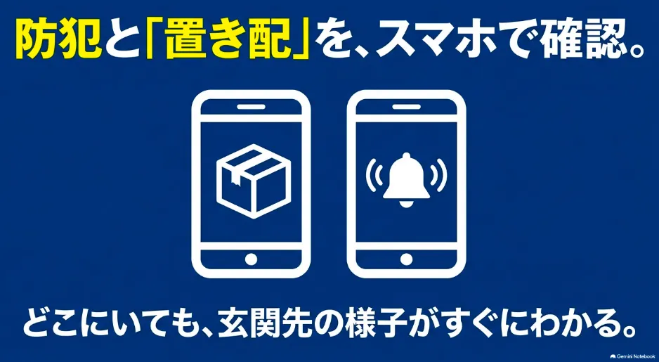 スマホで防犯と置き配の確認ができるAmazon Ringの利用イメージ
