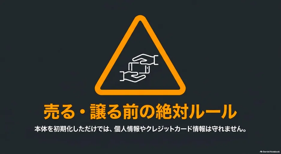 本体を初期化しただけでは個人情報やクレジットカード情報は守れないという警告