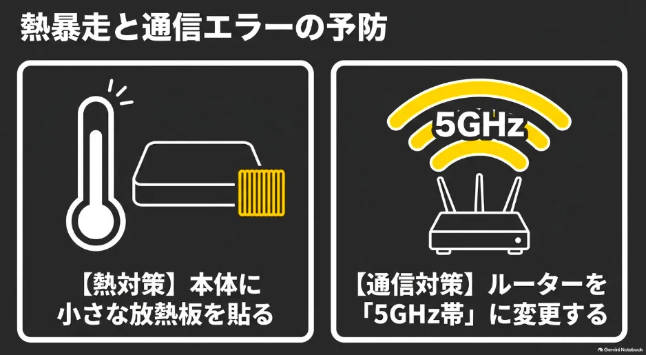 放熱板を使ったFire TV Stickの熱暴走対策と、5GHz帯ルーターによる通信エラー予防法