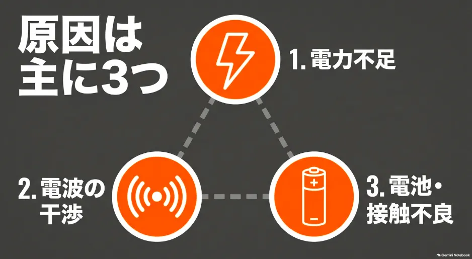 Fire TV Stickのリモコンが反応しない主な原因は、電力不足、電波の干渉、電池や接触不良の3つ