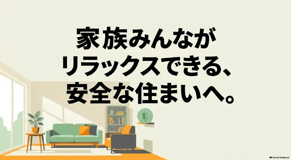 家族みんながリラックスできる、安全な住まいへ。リビングルームのイメージ